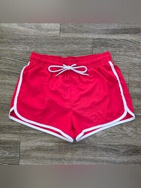 H&M Red Retro Swim/ Runner Shorts – Size Small ❤️🤍